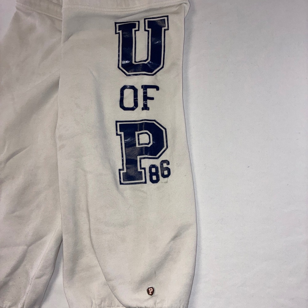 449 Y2K Victoria's Secret PINK Crop Sweatpants M White University Graphic